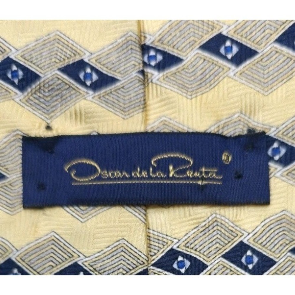 Christian Dior Yellow Grid Loop Pattern 100% Silk Neck Tie Size 57" Made in USA